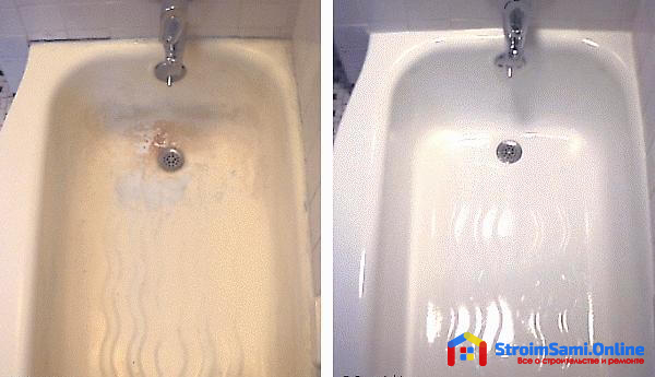 На фото: реставрация ванны