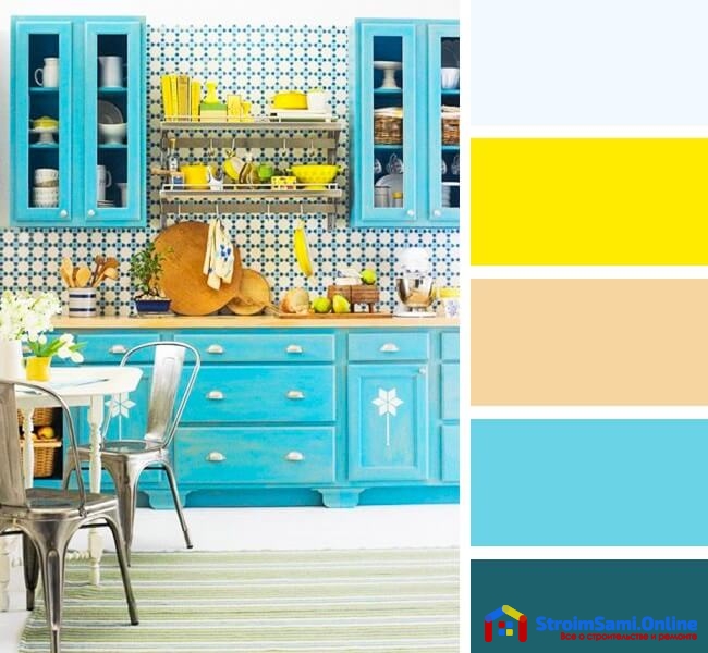 На фото: пример сочетания цветов в интерьере кухни