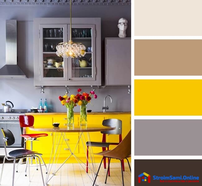 На фото: пример сочетания цветов в интерьере кухни