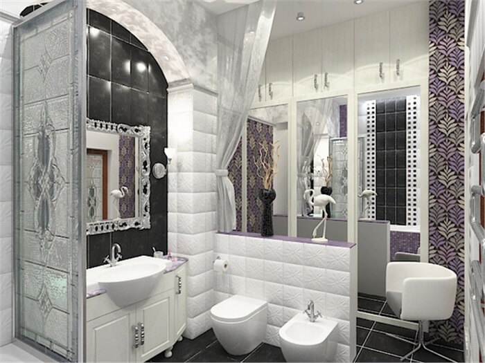 На фото: ванная комната в стиле Ар-Деко