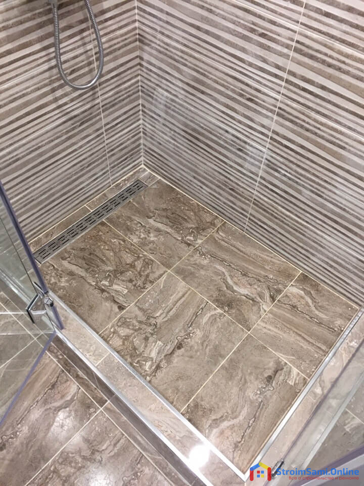 Фото ремонта в ванной с душевой кабиной