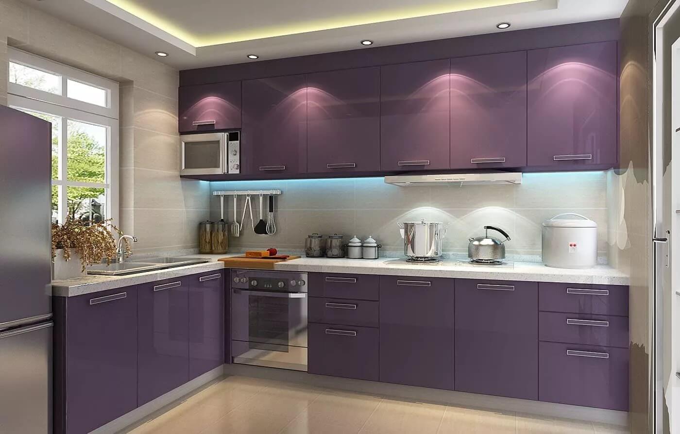 На фото: кухня в фиолетовых тонах