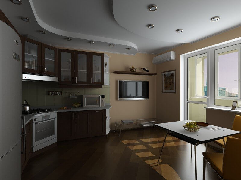Потолки из гипсокартона: фото в интерьере кухни