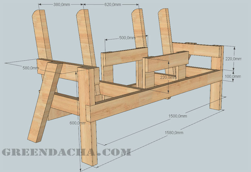 Как сделать скамейку со столиком своими руками: модель в 3D, чертеж, фото, размеры
